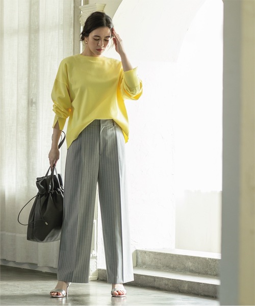 OPAQUE.CLIP（オペークドットクリップ）の「◆≪SS-LLsize≫ 着丈が選べる！美脚ストレッチストレートワイドパンツ【UV/抗ピリング/洗濯機洗い可】（その他パンツ・レディース・ブラック/グレー系2/ピンク/ベージュ・02/03/34/36/38/40/42）」の9枚目の写真