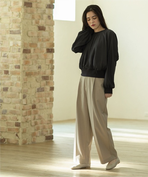 OPAQUE.CLIP（オペークドットクリップ）の「◆≪SS-LLsize≫ 着丈が選べる！美脚ストレッチストレートワイドパンツ【UV/抗ピリング/洗濯機洗い可】（その他パンツ・レディース・ブラック/グレー系2/ピンク/ベージュ・02/03/34/36/38/40/42）」の21枚目の写真