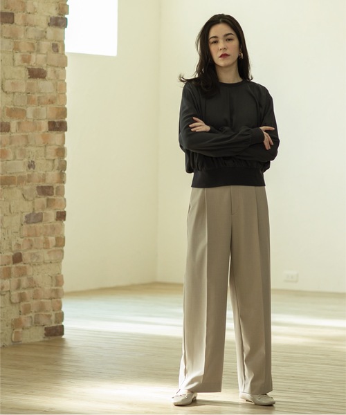 OPAQUE.CLIP（オペークドットクリップ）の「◆≪SS-LLsize≫ 着丈が選べる！美脚ストレッチストレートワイドパンツ【UV/抗ピリング/洗濯機洗い可】（その他パンツ・レディース・ブラック/グレー系2/ピンク/ベージュ・02/03/34/36/38/40/42）」の22枚目の写真