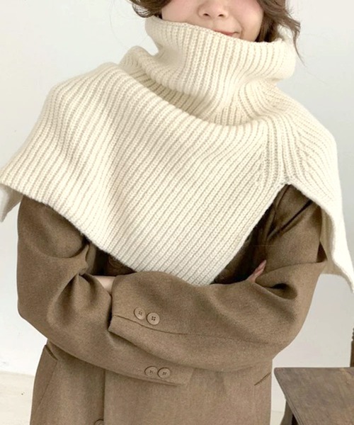 Felt-Maglietta(フェルトマリエッタ)の「リブニットネックウォーマー(ネックウォーマー/スヌード・レディース・グレー/ブラック/アイボリー/グリーン・FREE)」の1枚目の写真