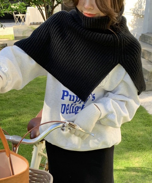 Felt-Maglietta(フェルトマリエッタ)の「リブニットネックウォーマー(ネックウォーマー/スヌード・レディース・グレー/ブラック/アイボリー/グリーン・FREE)」の2枚目の写真