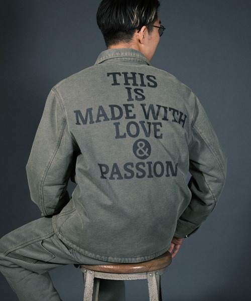 RePRODUCTION LABEL（リプロダクションレーベル）の「【2024SS】【RePRODUCTION LABEL / リプロダクションレーベル】バックプリントスウェットカバーオール（カバーオール・メンズ・ブラック/カーキ・FREE）」の2枚目の写真