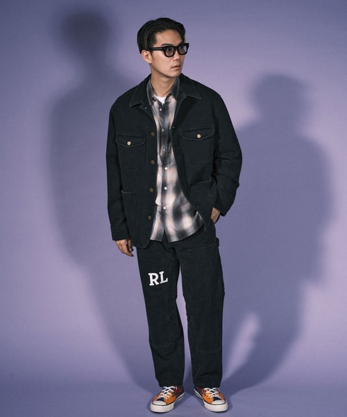 RePRODUCTION LABEL（リプロダクションレーベル）の「【2024SS】【RePRODUCTION LABEL / リプロダクションレーベル】バックプリントスウェットカバーオール（カバーオール・メンズ・ブラック/カーキ・FREE）」の3枚目の写真