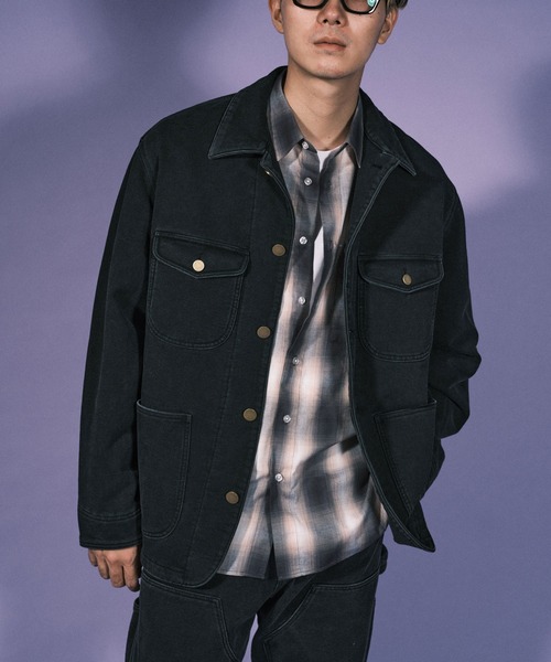 RePRODUCTION LABEL（リプロダクションレーベル）の「【2024SS】【RePRODUCTION LABEL / リプロダクションレーベル】バックプリントスウェットカバーオール（カバーオール・メンズ・ブラック/カーキ・FREE）」の5枚目の写真