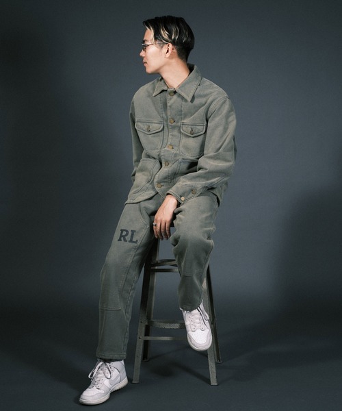 RePRODUCTION LABEL（リプロダクションレーベル）の「【2024SS】【RePRODUCTION LABEL / リプロダクションレーベル】バックプリントスウェットカバーオール（カバーオール・メンズ・ブラック/カーキ・FREE）」の8枚目の写真