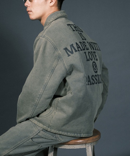 RePRODUCTION LABEL（リプロダクションレーベル）の「【2024SS】【RePRODUCTION LABEL / リプロダクションレーベル】バックプリントスウェットカバーオール（カバーオール・メンズ・ブラック/カーキ・FREE）」の21枚目の写真