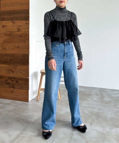 EPIMI E'PIMMY(エピミエピミー)の「2WAYチュールフリルキャミビスチェ(キャミソール・レディース・オフホワイト/グレー/グレイッシュベージュ/ブラック・MEDIUM)」の7枚目の写真