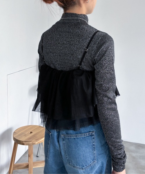 EPIMI E'PIMMY(エピミエピミー)の「2WAYチュールフリルキャミビスチェ(キャミソール・レディース・オフホワイト/グレー/グレイッシュベージュ/ブラック・MEDIUM)」の9枚目の写真