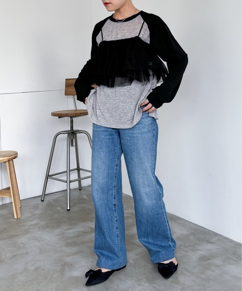 EPIMI E'PIMMY(エピミエピミー)の「2WAYチュールフリルキャミビスチェ(キャミソール・レディース・オフホワイト/グレー/グレイッシュベージュ/ブラック・MEDIUM)」の14枚目の写真