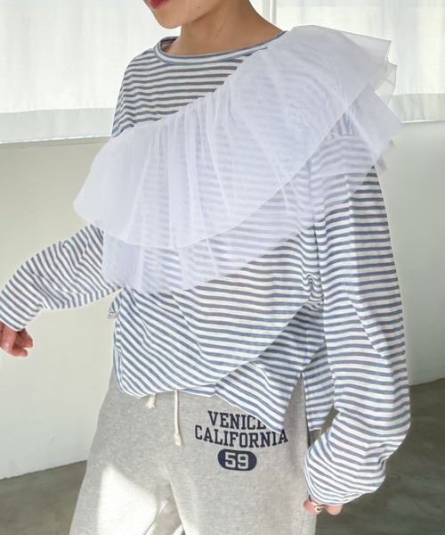 EPIMI E'PIMMY(エピミエピミー)の「2WAYチュールフリルキャミビスチェ(キャミソール・レディース・オフホワイト/グレー/グレイッシュベージュ/ブラック・MEDIUM)」の22枚目の写真