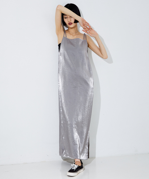 NOMINE（ノミネ）の「２WAY サテン リボン キャミワンピース▲NOMINE商品一覧は上のNOMINEタブをクリック▲（ワンピース・レディース・ホワイト/シルバー/ブラック・フリー）」の7枚目の写真