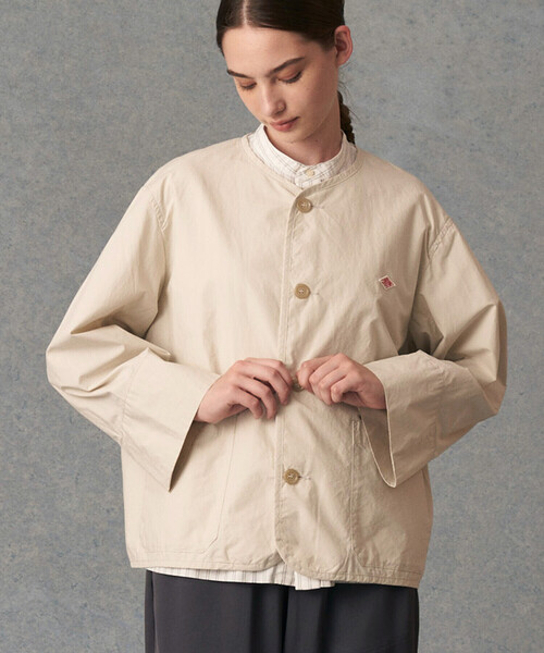 38 ファッション ダントン ノーカラー ジャケット ウールモッサ