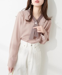 natural couture（ナチュラルクチュール）の「WEB限定 / osonoパールリバー釦クロスボータイブラウス（シャツ/ブラウス）」
