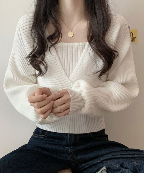 Sibra(シブラ)の「2WAYニットトップス(ニット/セーター・レディース・ホワイト/ブラック/ベージュ・M)」の4枚目の写真