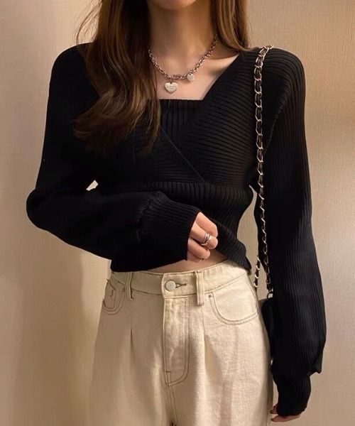 Sibra(シブラ)の「2WAYニットトップス(ニット/セーター・レディース・ホワイト/ブラック/ベージュ・M)」の5枚目の写真