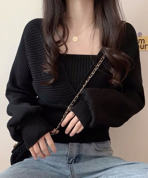 Sibra(シブラ)の「2WAYニットトップス(ニット/セーター・レディース・ホワイト/ブラック/ベージュ・M)」の13枚目の写真