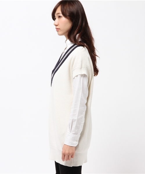 JOURNAL STANDARD（ジャーナルスタンダード）の「コットンウール チルデンベスト#（ニット/セーター・レディース・ネイビー/アイボリー・FREE）」の9枚目の写真