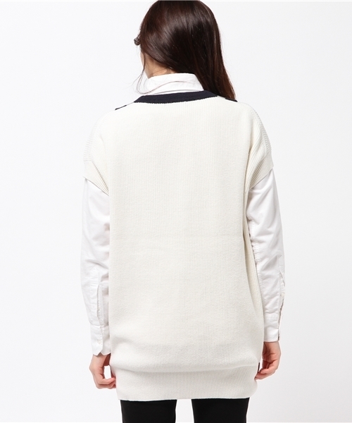 JOURNAL STANDARD（ジャーナルスタンダード）の「コットンウール チルデンベスト#（ニット/セーター・レディース・ネイビー/アイボリー・FREE）」の10枚目の写真