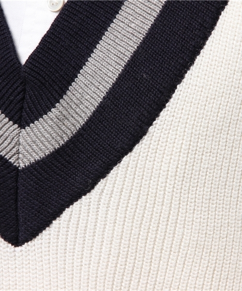 JOURNAL STANDARD（ジャーナルスタンダード）の「コットンウール チルデンベスト#（ニット/セーター・レディース・ネイビー/アイボリー・FREE）」の14枚目の写真