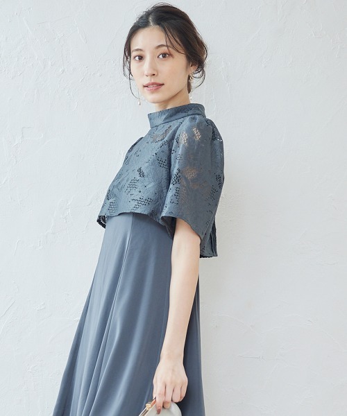 12Twelve Agenda（トゥエルブ　アジェンダ）の「【組み合わせ自由】【結婚式】プチハイネックフレアスリーブボレロブラウス（カーディガン/ボレロ・レディース・ブラウン/カーキ・M）」の8枚目の写真