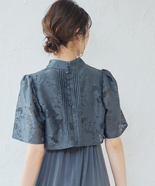 12Twelve Agenda（トゥエルブ　アジェンダ）の「【組み合わせ自由】【結婚式】プチハイネックフレアスリーブボレロブラウス（カーディガン/ボレロ・レディース・ブラウン/カーキ・M）」の5枚目の写真