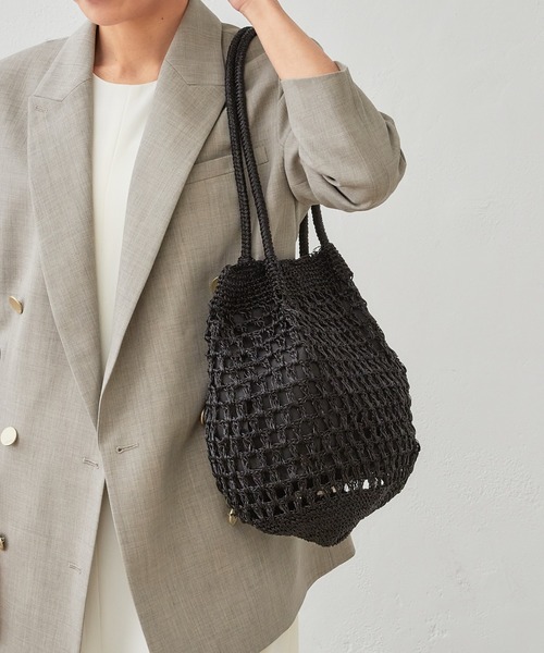 Actually（アクチュアリー）の「メタリックコードヤーン トートバッグ（トートバッグ・レディース・ブラック/シルバー・フリー）」の4枚目の写真