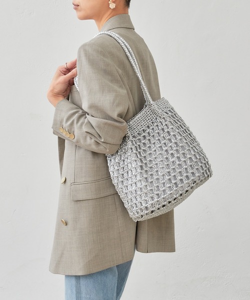 Actually（アクチュアリー）の「メタリックコードヤーン トートバッグ（トートバッグ・レディース・ブラック/シルバー・フリー）」の11枚目の写真