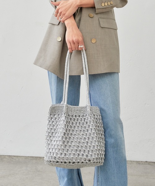 Actually（アクチュアリー）の「メタリックコードヤーン トートバッグ（トートバッグ・レディース・ブラック/シルバー・フリー）」の10枚目の写真