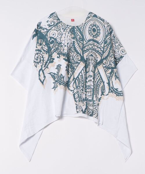 チャイハネ（チャイハネ）の「【チャイハネ】ラジャスタン変形Tシャツ（Tシャツ/カットソー・レディース・ホワイト/ブラック/イエロー/パープル/ベージュ・FREE）」の2枚目の写真