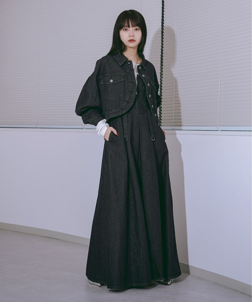 Ezick（エジック）の「Mode denim round hem ショートジャケット（デニムジャケット・レディース・グレー/ブラック/ライトブルー・FREE）」の6枚目の写真