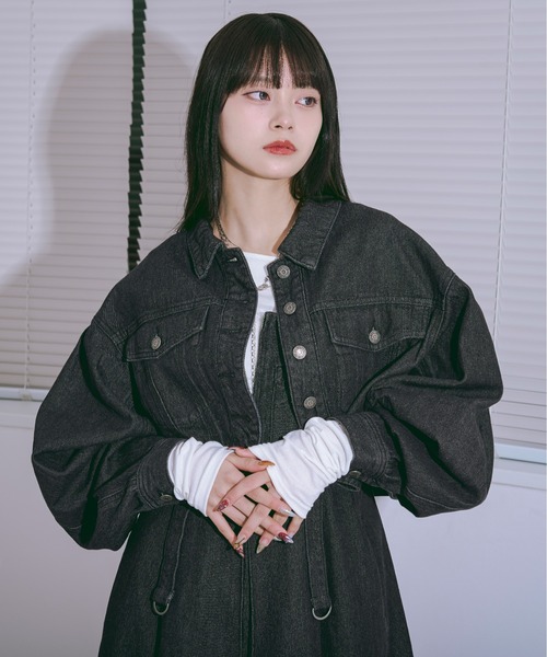 Ezick（エジック）の「Mode denim round hem ショートジャケット（デニムジャケット・レディース・グレー/ブラック/ライトブルー・FREE）」の10枚目の写真