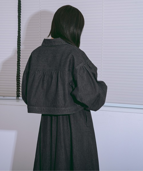 Ezick（エジック）の「Mode denim round hem ショートジャケット（デニムジャケット・レディース・グレー/ブラック/ライトブルー・FREE）」の14枚目の写真