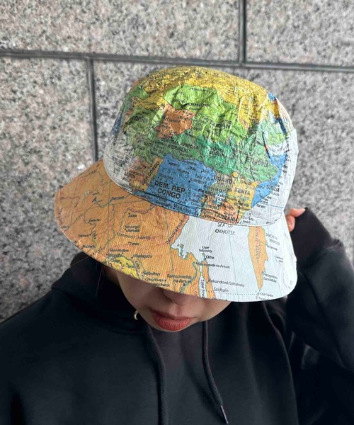 HOUSTON(ヒューストン)の「HOUSTON / 地図柄ペーパーハットTYVEK PAPER HAT / HS6848(ハット・メンズ・ホワイト/ブラック・FREE)」の6枚目の写真