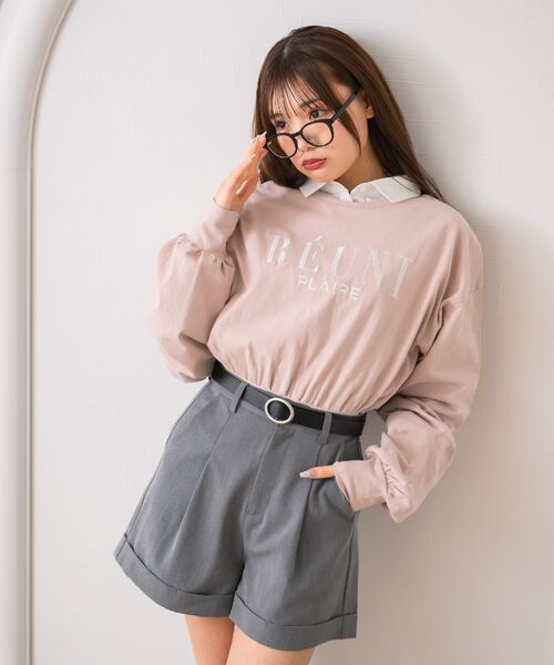 ems excite（エムズエキサイト）の「フレンチロゴ刺繍トレーナー（スウェット・レディース・オフホワイト/ピンク/ブルー・FREE）」の4枚目の写真