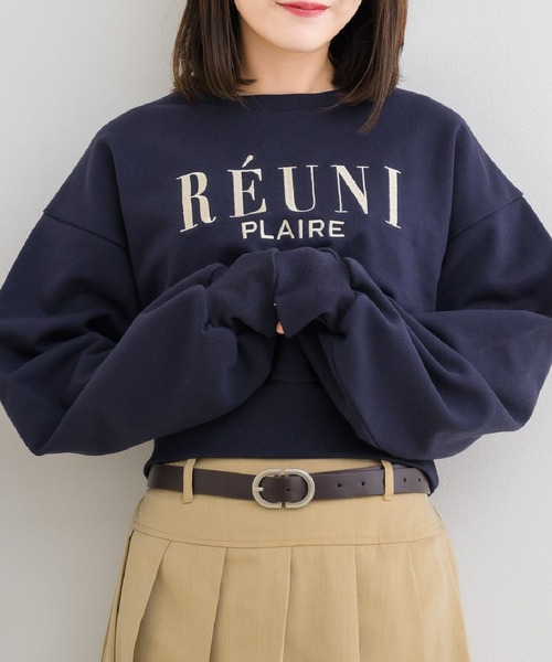 ems excite（エムズエキサイト）の「フレンチロゴ刺繍トレーナー（スウェット・レディース・オフホワイト/ピンク/ブルー・FREE）」の3枚目の写真