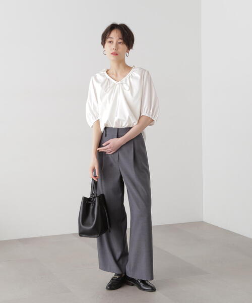 N.(N. Natural Beauty Basic)(エヌエヌナチュラルビューティーベーシック)の「◆【S Size Line】ドライタッチワイドパンツ(スラックス・レディース・グレー/ベージュ/ブルー・SMALL/MEDIUM)」の9枚目の写真