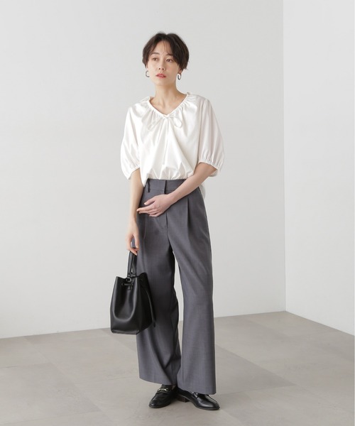 N.(N. Natural Beauty Basic)(エヌエヌナチュラルビューティーベーシック)の「◆【S Size Line】ドライタッチワイドパンツ(スラックス・レディース・グレー/ベージュ/ブルー・SMALL/MEDIUM)」の14枚目の写真
