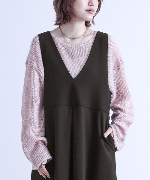 n'OrLABEL（ノアールレーベル）の「『カットジョーゼットジャンスカ』（ジャンパースカート・レディース・ベージュ/チャコール/ブラック・1/2）」の4枚目の写真