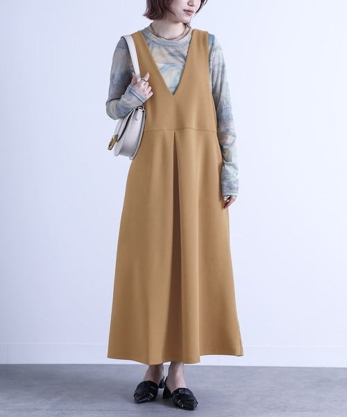 n'OrLABEL（ノアールレーベル）の「『カットジョーゼットジャンスカ』（ジャンパースカート・レディース・ベージュ/チャコール/ブラック・1/2）」の8枚目の写真