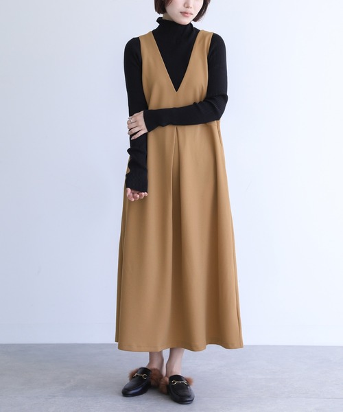 n'OrLABEL（ノアールレーベル）の「『カットジョーゼットジャンスカ』（ジャンパースカート・レディース・ベージュ/チャコール/ブラック・1/2）」の6枚目の写真