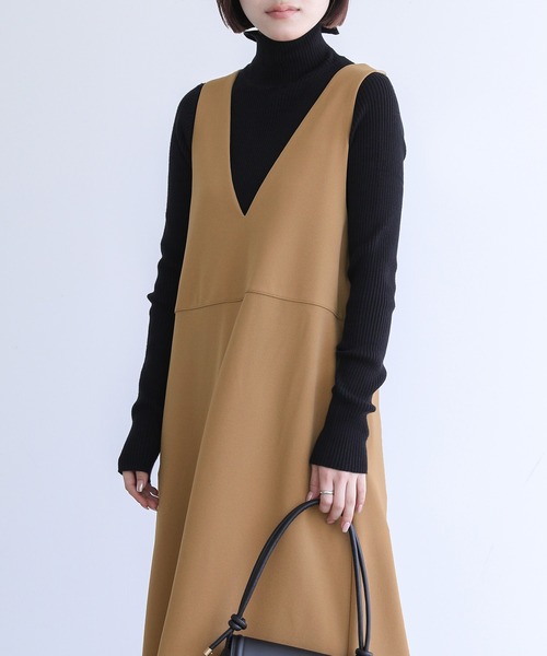 n'OrLABEL（ノアールレーベル）の「『カットジョーゼットジャンスカ』（ジャンパースカート・レディース・ベージュ/チャコール/ブラック・1/2）」の7枚目の写真