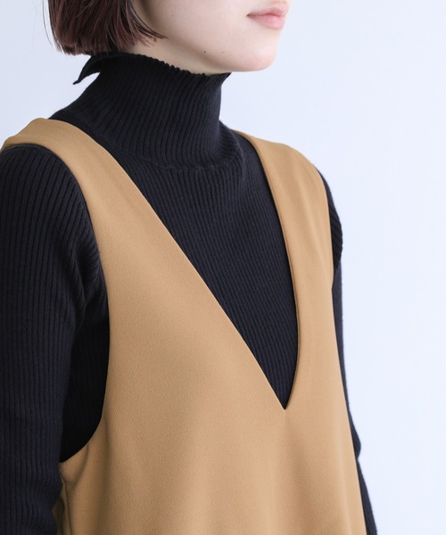 n'OrLABEL（ノアールレーベル）の「『カットジョーゼットジャンスカ』（ジャンパースカート・レディース・ベージュ/チャコール/ブラック・1/2）」の10枚目の写真