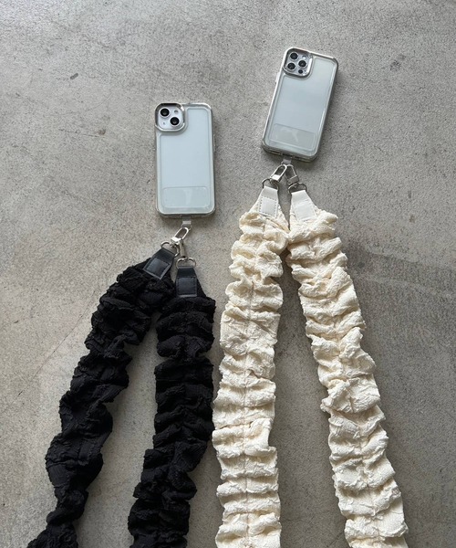 Me%(ミィパーセント)の「ジャガードクシュクシュモバイルショルダー 113869(スマホグッズ・レディース・ホワイト/ブラック・FREE)」の22枚目の写真