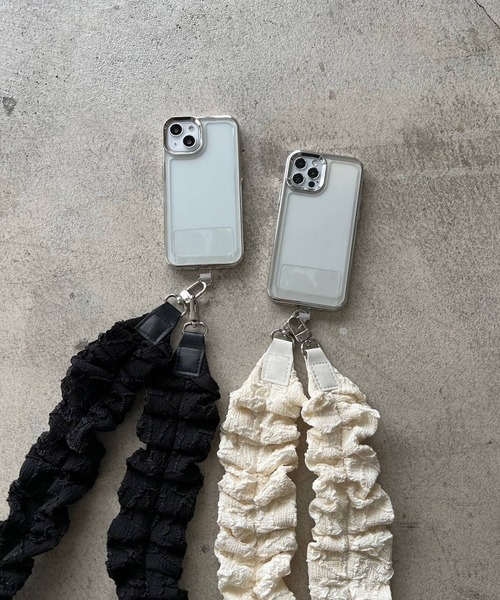 Me%(ミィパーセント)の「ジャガードクシュクシュモバイルショルダー 113869(スマホグッズ・レディース・ホワイト/ブラック・FREE)」の13枚目の写真