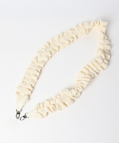 Me%(ミィパーセント)の「ジャガードクシュクシュモバイルショルダー 113869(スマホグッズ・レディース・ホワイト/ブラック・FREE)」の5枚目の写真