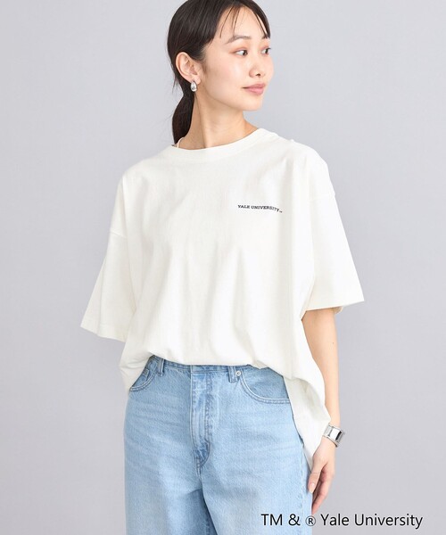 coen(コーエン)の「YALE別注ビッグシルエットTシャツ(Tシャツ/カットソー・レディース・コバルトブルー/オフホワイト/ベージュ/グレー・FREE)」の2枚目の写真