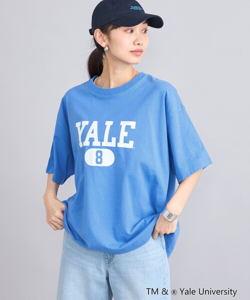 coen(コーエン)の「YALE別注ビッグシルエットTシャツ(Tシャツ/カットソー・レディース・コバルトブルー/オフホワイト/ベージュ/グレー・FREE)」の4枚目の写真