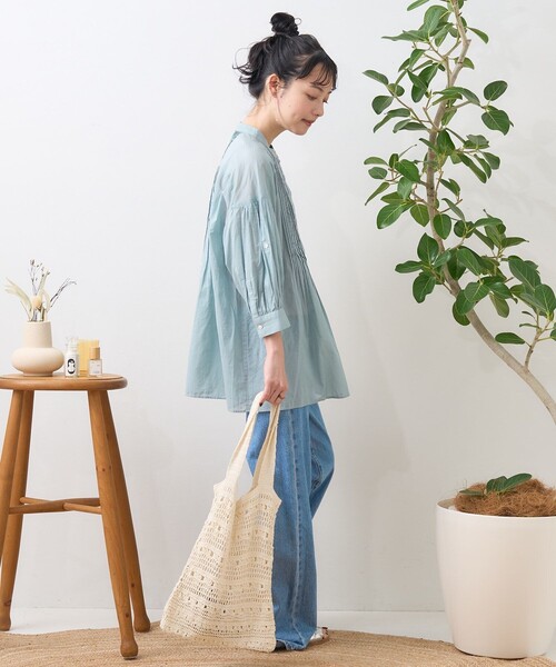 モットクマ　青　ブルー FREAK'S STORE（フリークスストア）の「インドボイル ピンタック 7分袖