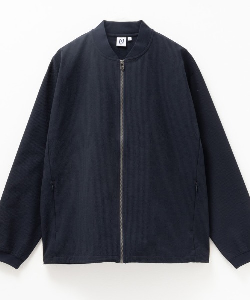 NAVY(ネイビー)の「NAVY FIT サッカーストレッチリブブルゾン(ブルゾン・メンズ・ネイビー/ブラック・S/M/L/XL)」の2枚目の写真