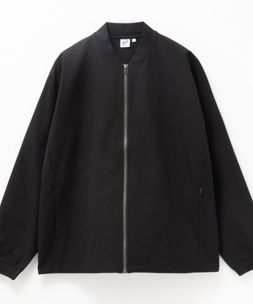 NAVY(ネイビー)の「NAVY FIT サッカーストレッチリブブルゾン(ブルゾン・メンズ・ネイビー/ブラック・S/M/L/XL)」の1枚目の写真